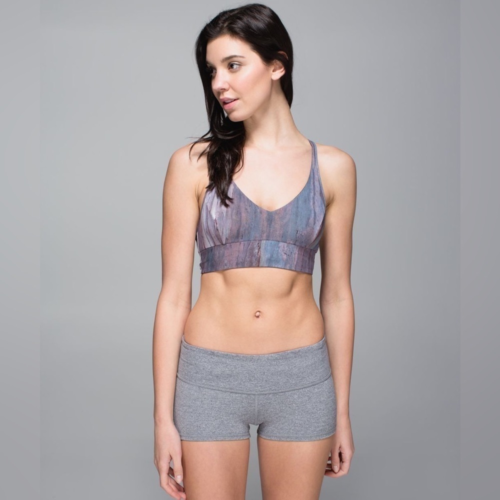 Lululemon Retreat Bra Mini Hazy Horizon Storm Mauve‎ Bark Berry / Black